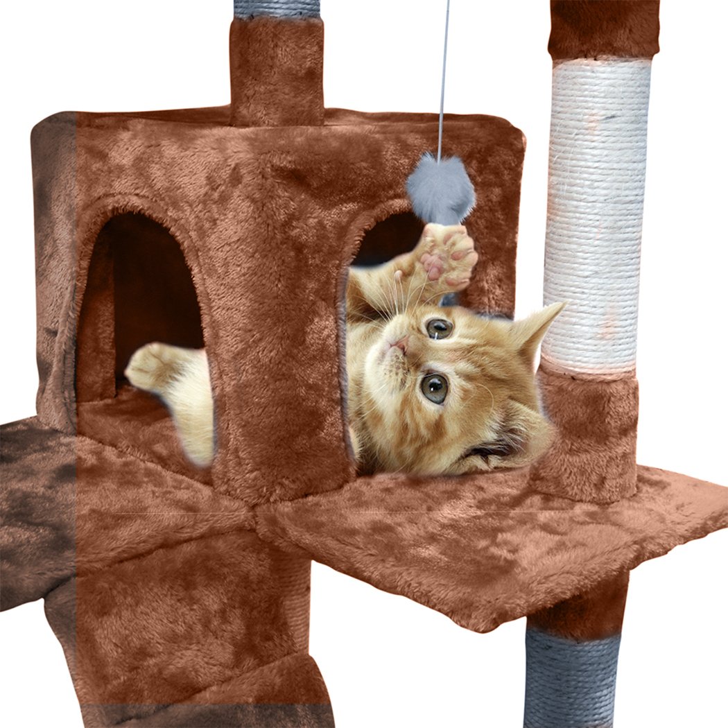 PaWz 2.1M Cat Scratching Post Tree featuring plush velvet cover and natural sisal posts, designed for climbing and scratching.